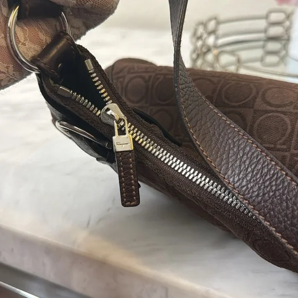 Salvatore Ferragamo Gancini Shoulder Bag/Brown Monogram Canvas/Authentic bag - Picture 6 of 16